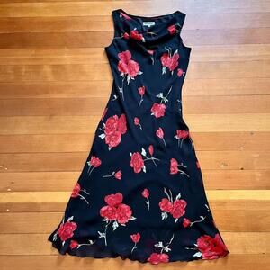 90s Vintage El Corte Ingles Red Rose Dress, Size 42